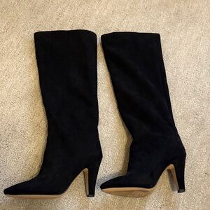H&M Black Suede Heeled Boots